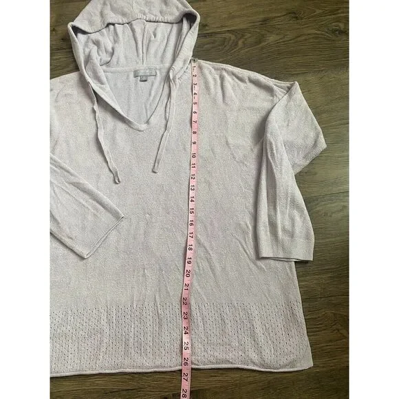 Barefoot Dreams CozyChic Ultra Lite Pointelle Hoodie Sweater Soft Violet size XL - Picture 9 of 12